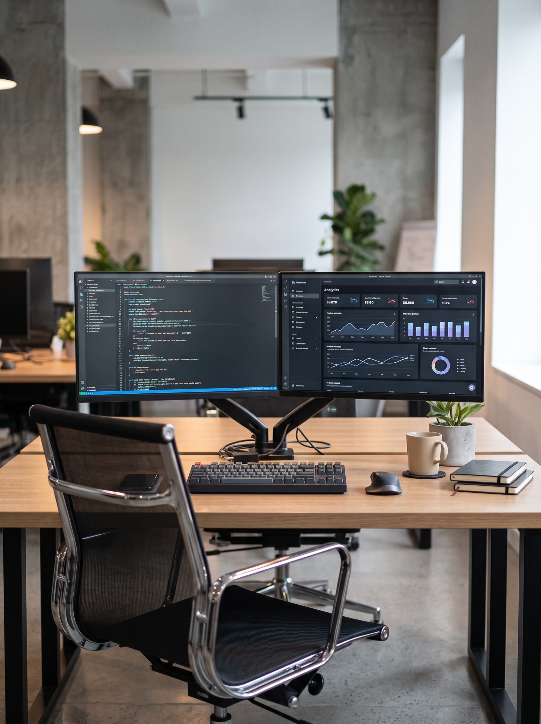 Professional workstation setup at our software studio